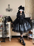 Black Gothic Lolita JSK Dress & Matching Shoulder Cape Set