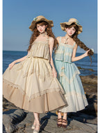 Off-White Lolita Camisole Top & Asymmetrical Skirt Set