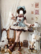 Mint Chocolate Sweet Lolita JSK Dress Set with Knit Blouse