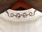 Chocolate Embroidery Collar Cream Short Sleeve Lolita Blouse - Dream Magic Box | CoyBunny