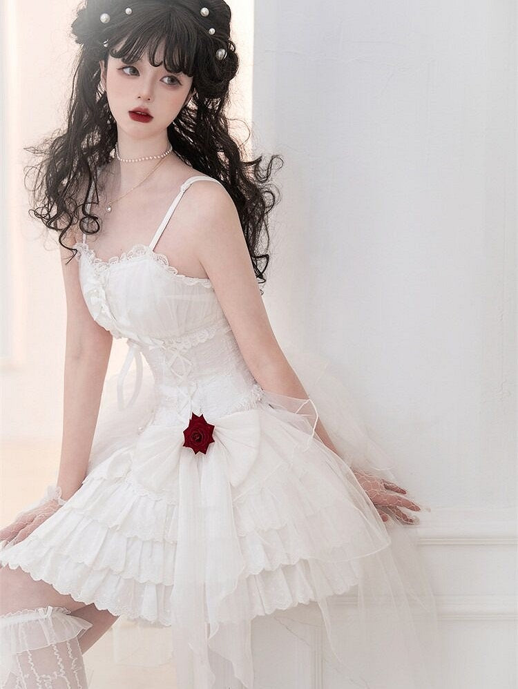 Charming Sweetheart Jumper Skirt with Rosette Accent - Unknown Star | CoyBunny