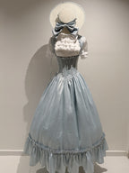 Light Blue Satin Basque Waist Under Bust Elegant Lolita JSK - Alice in Wonderland Lolita | CoyBunny
