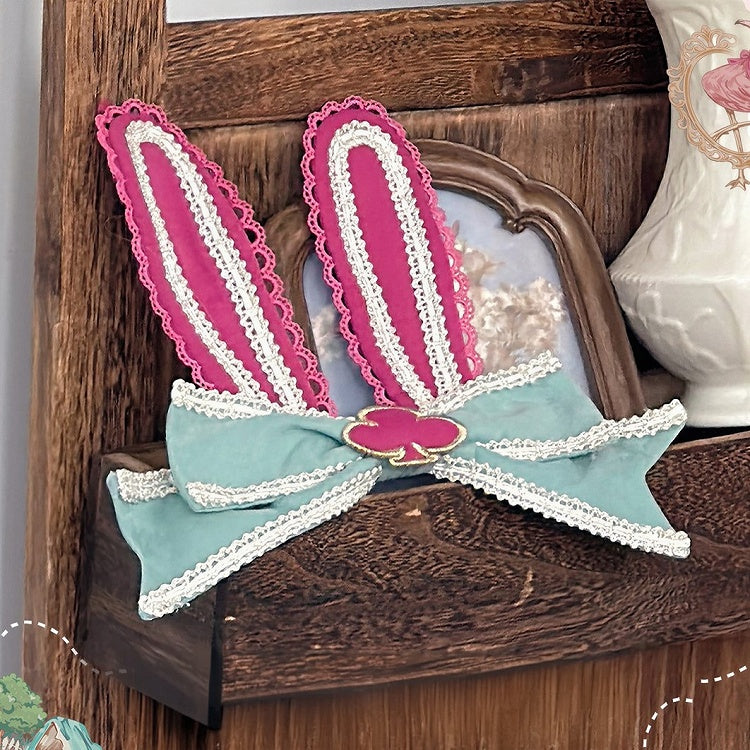 Pink & Green Bunny Ear Sweet Lolita Bow Brooch - Mewroco | CoyBunny