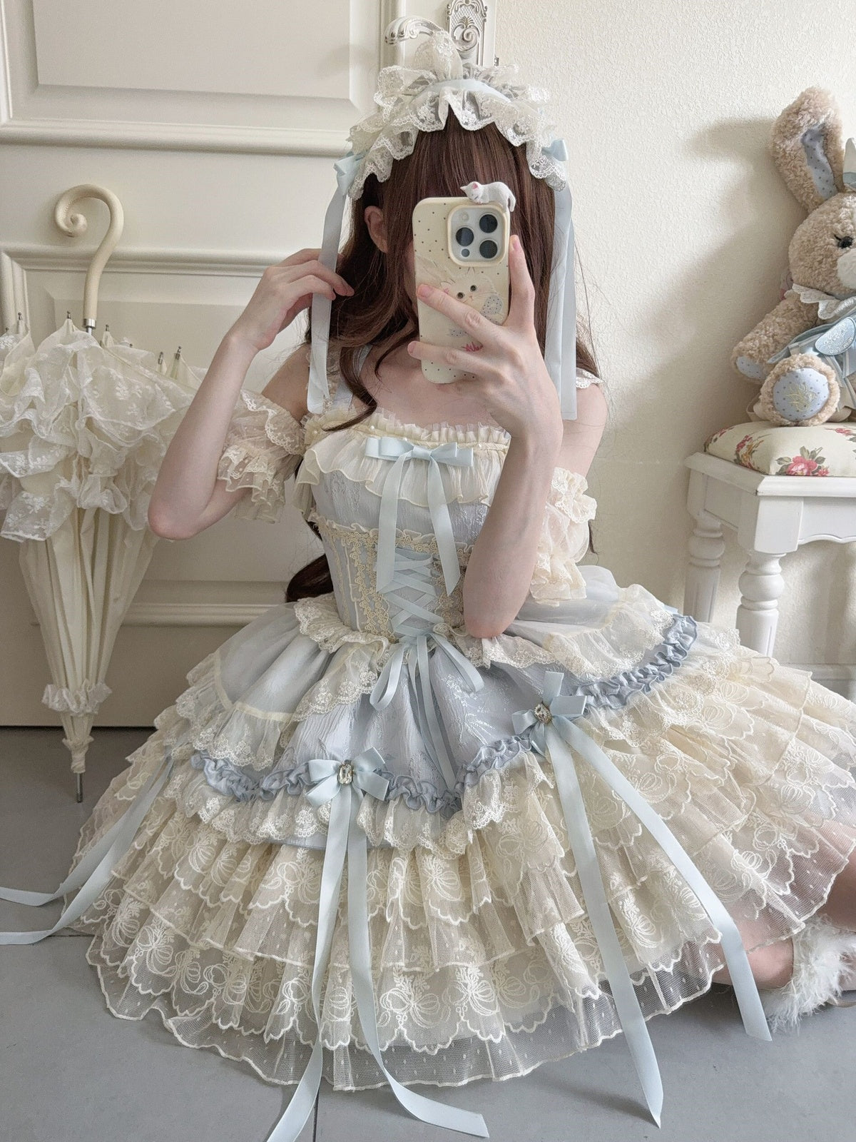 Blue Ballet Lolita JSK Dress with Train | Sweet Princess Gown