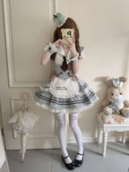 Sage Green Sweet Maid Lolita Dress Set with Blouse & Vest 3-Piece