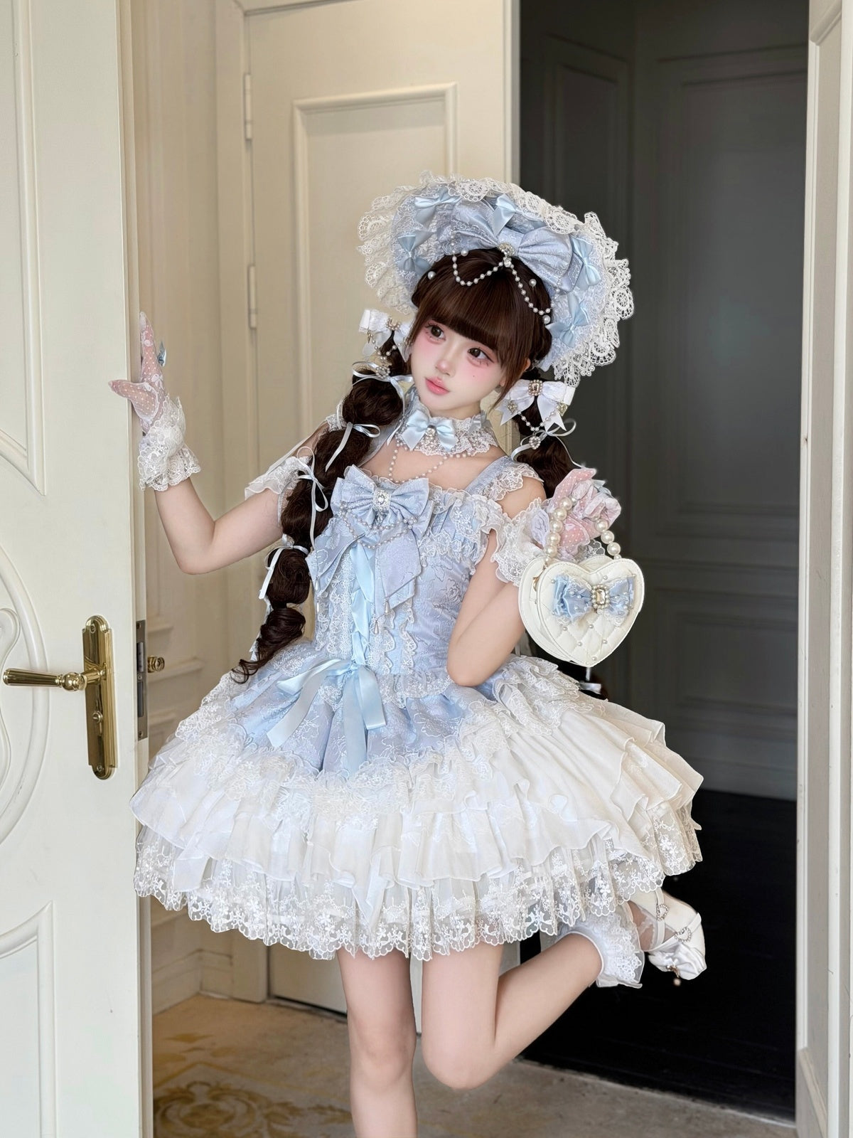 Blue Ballet Lolita JSK Dress with Back Bow | Suspender Gown