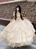 Elegant Apricot Cream Lolita Ball Gown - Princess Birthday Dress Set