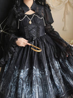 Black Gothic Lolita JSK Dress & Matching Shoulder Cape Set
