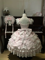 Pink Light Wedding Lolita JSK Dress with BNT Hat & Back Bow