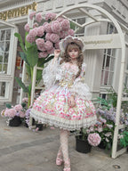 Sweet Blue Lolita OP Long Sleeve Dress & Bonnet Hat Set
