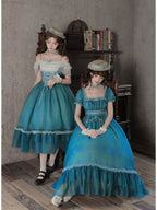 Empire Lolita Long JSK Set with Choker, Flower & Hat