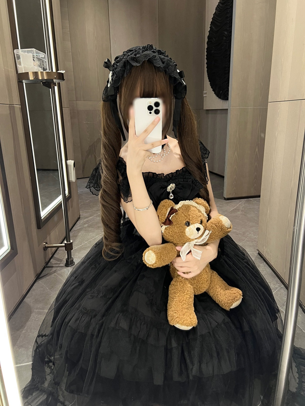 Black Gothic Lolita Wedding JSK Dress Set | Hime Princess Gown