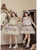Pale Yellow Doll Lolita Bear Print OP Set with Bonus Accessories