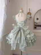 Sweet Green Lolita Princess Cupcake JSK Dress with Free Train