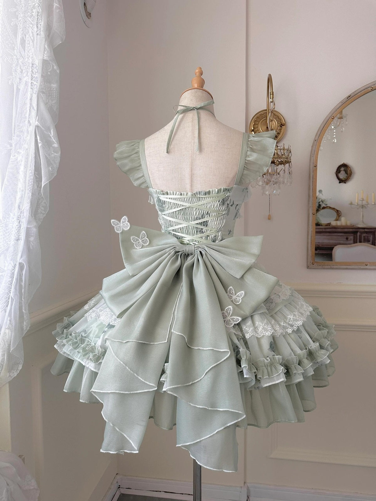Sweet Green Lolita Princess Cupcake JSK Dress with Free Train