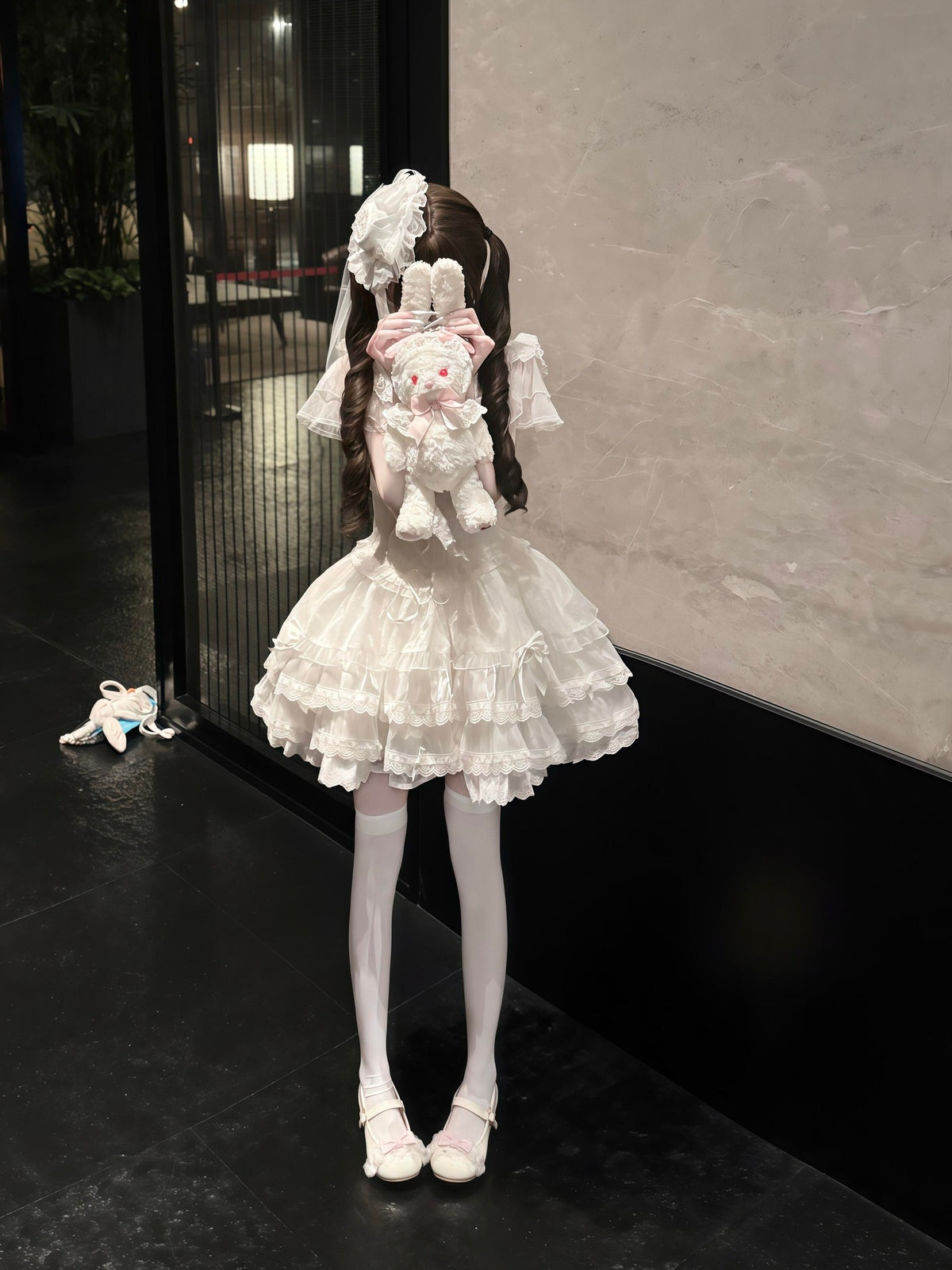 White Ballet Core Lolita JSK Dress Full Set with Free Mini Hat