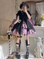 Black and Purple Gothic Lolita Dress Set for Halloween Cosplay