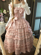 Pink Classical Lolita JSK Dress with Headband | Winter Gown