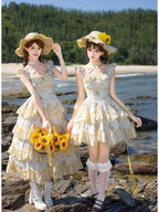 Long Print Halter Neck Lolita JSK with Detachable Padding