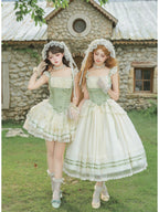 Short Dreamy Lolita JSK Set with Sleeves, Veil & Necklace