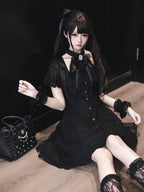 Gothic Halter Dress with Lace and Bow Details - Ekomi | CoyBunny