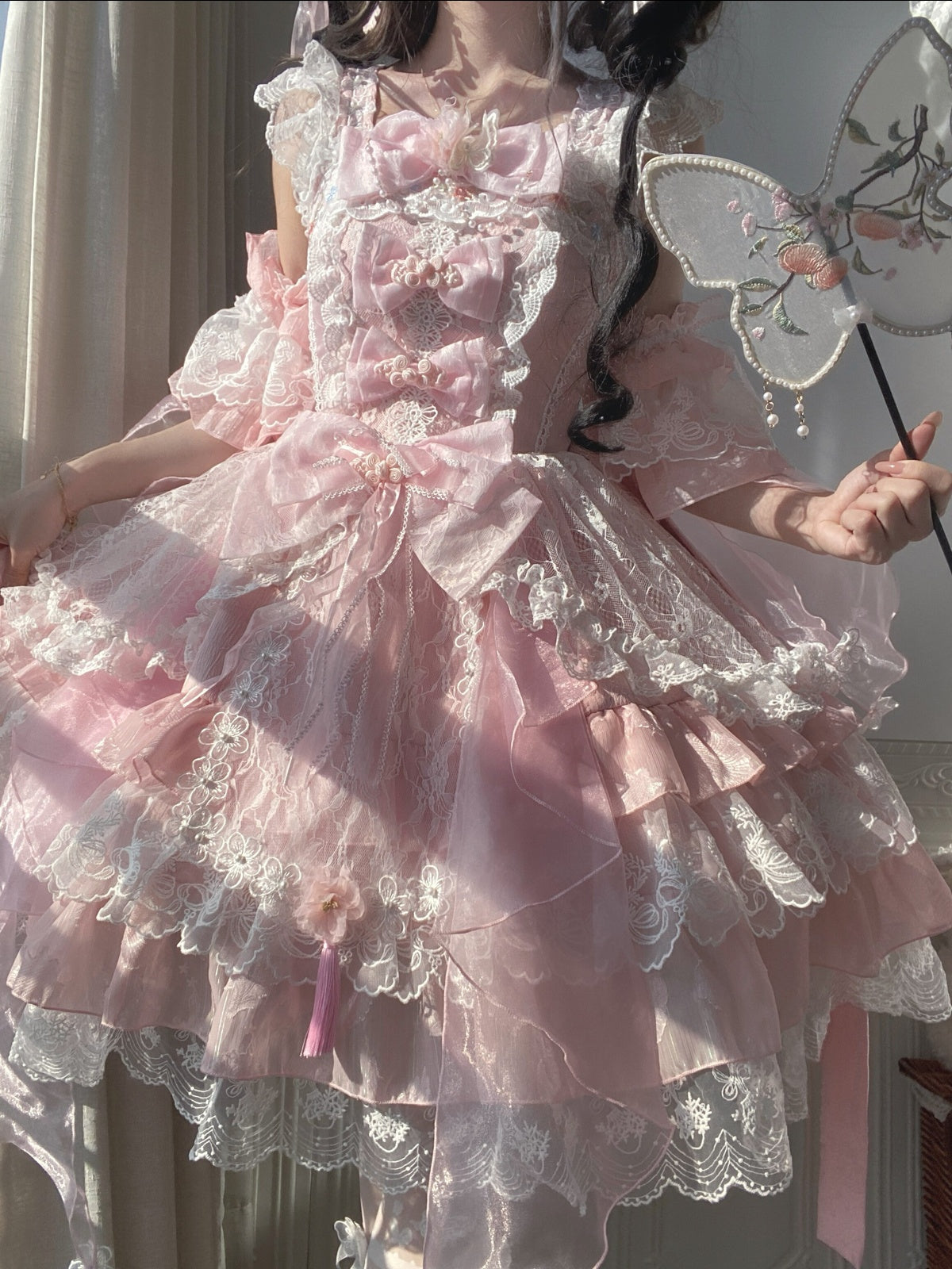 Pink Qi Lolita JSK Dress Set | Chinese Style Princess Jumper Skirt