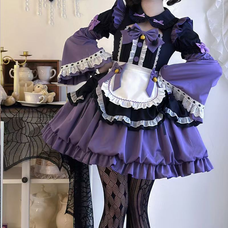 Oath Maid Purple Bubble Sleeve Sweet Lolita OP Dress Plus Size | CoyBunny