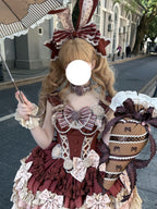 Bavarois Coffee Brown Sweet Lolita JSK Dress with Headpiece