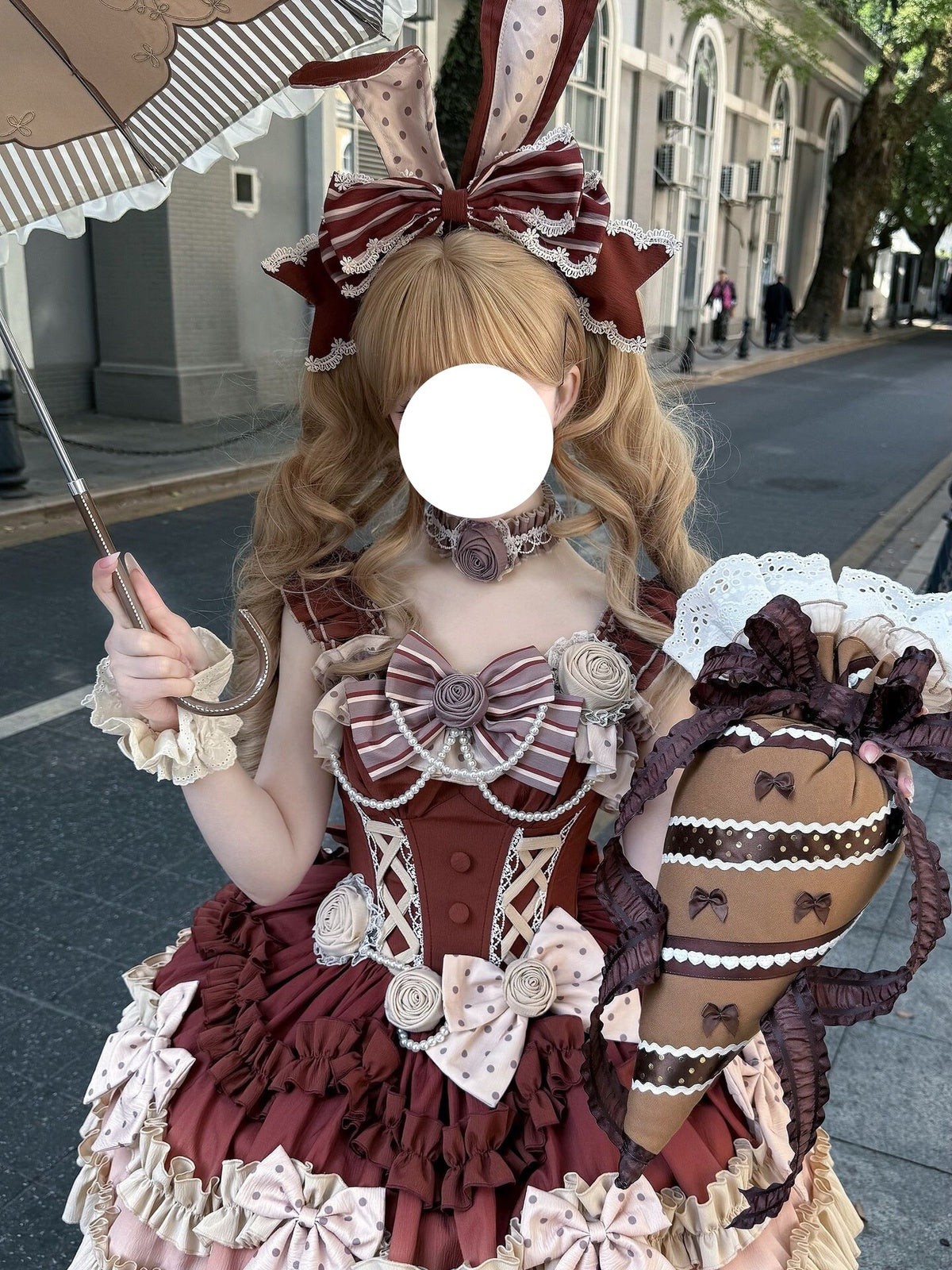 Bavarois Coffee Brown Sweet Lolita JSK Dress with Headpiece