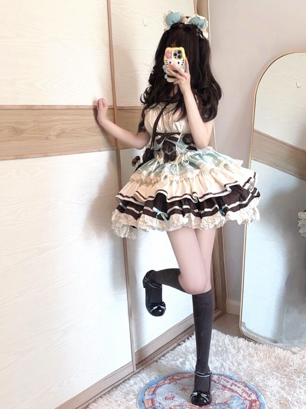 Sweet Chocolate Bear Lolita JSK Dress Full Set with Plush Bag