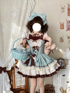 Mint Chocolate Sweet Lolita JSK Dress Set with Knit Blouse