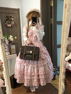 Pink Classical Lolita JSK Dress with Headband | Winter Gown