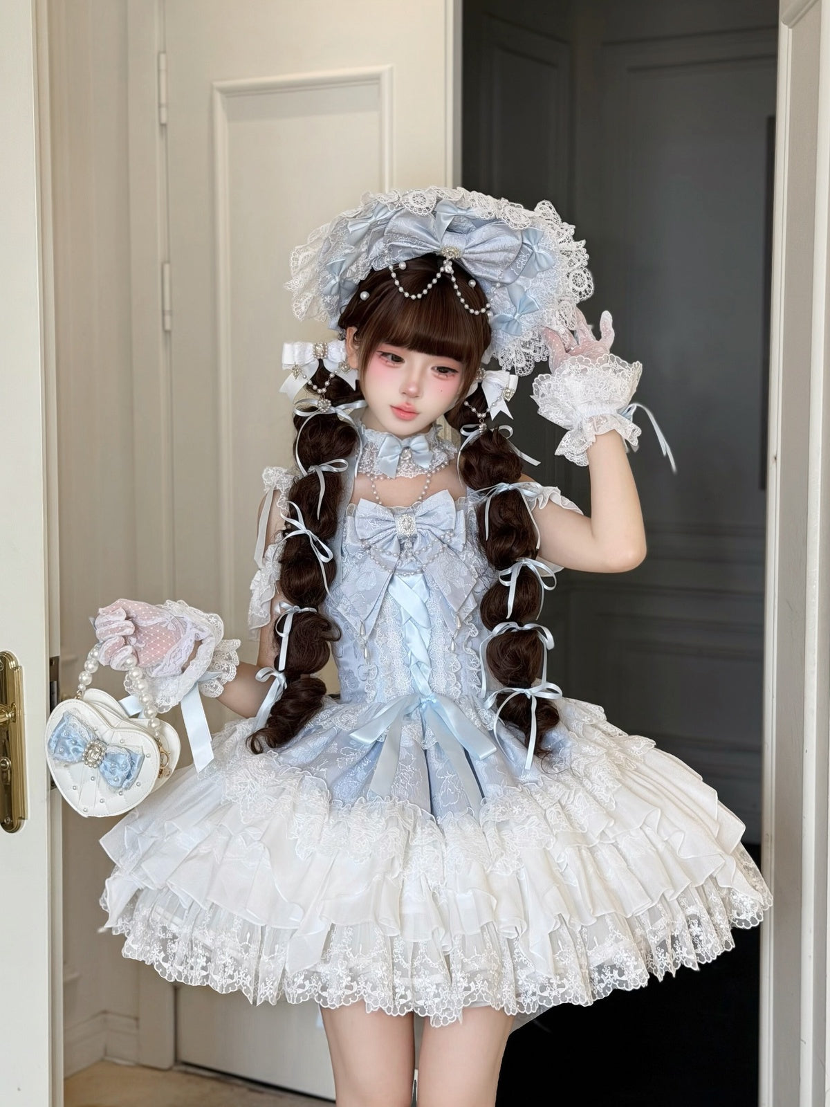 Blue Ballet Lolita JSK Dress with Back Bow | Suspender Gown