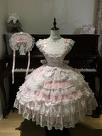 Pink Light Wedding Lolita JSK Dress with BNT Hat & Back Bow