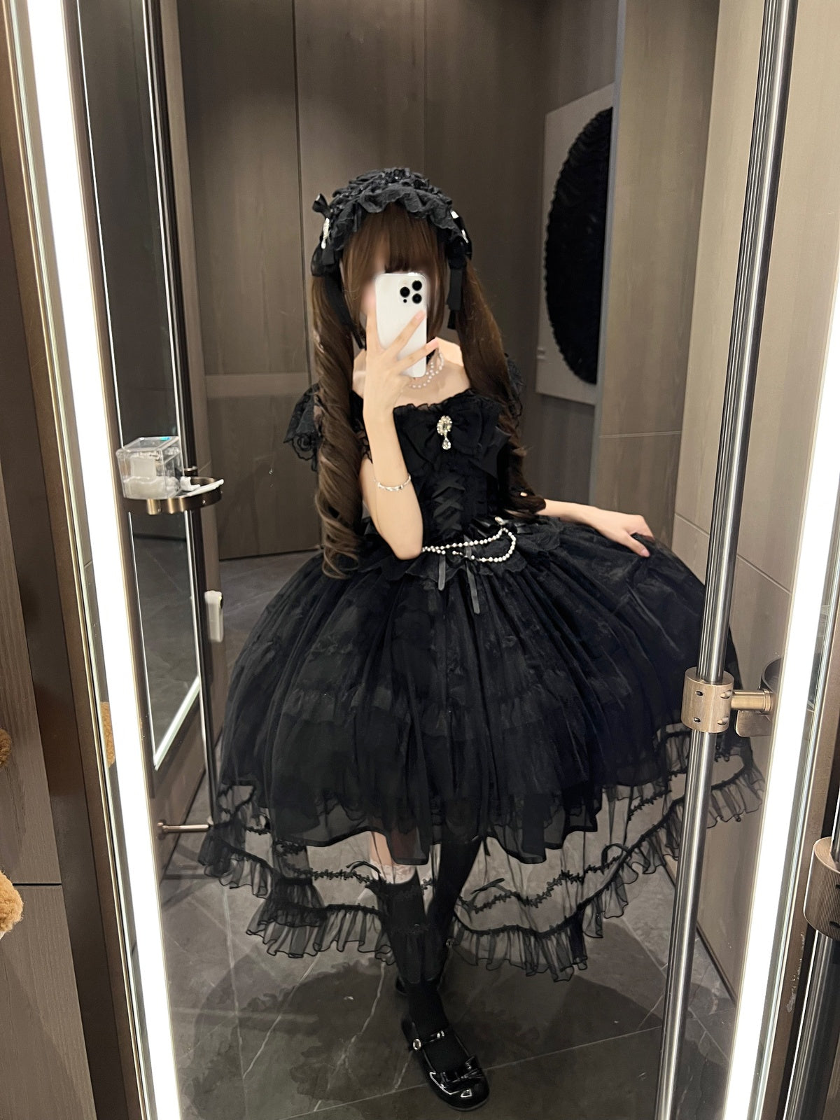 Black Gothic Lolita Wedding JSK Dress Set | Hime Princess Gown