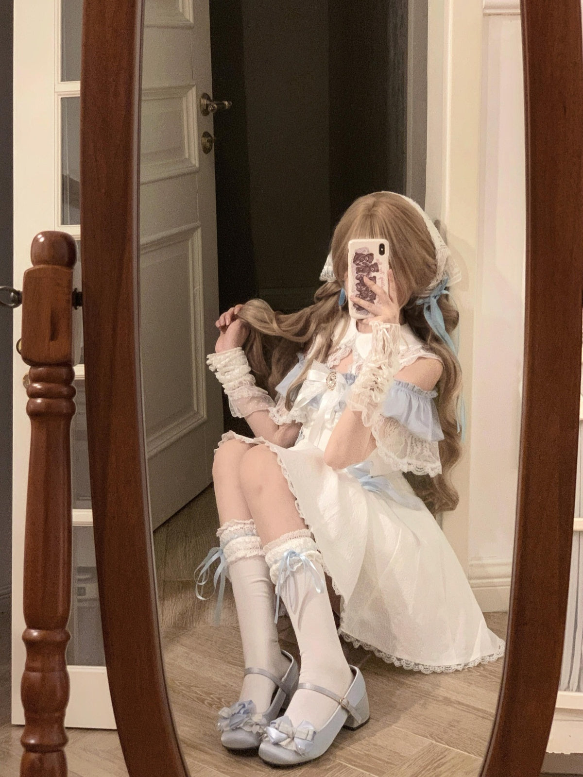 Sweet Ice Blue Lolita Dress - Cute Lace Princess A-Line Outfit