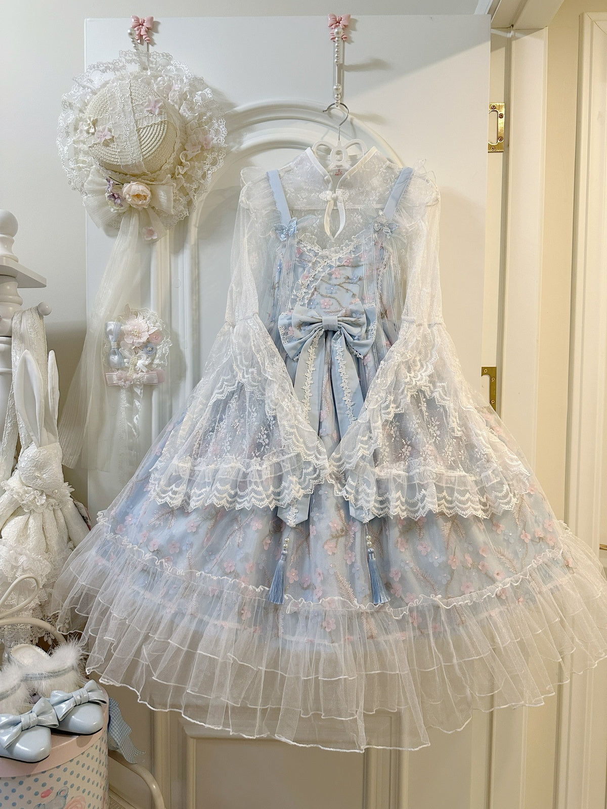 Blue Qi Lolita JSK Dress Set with Blouse | Chinese Style Gown