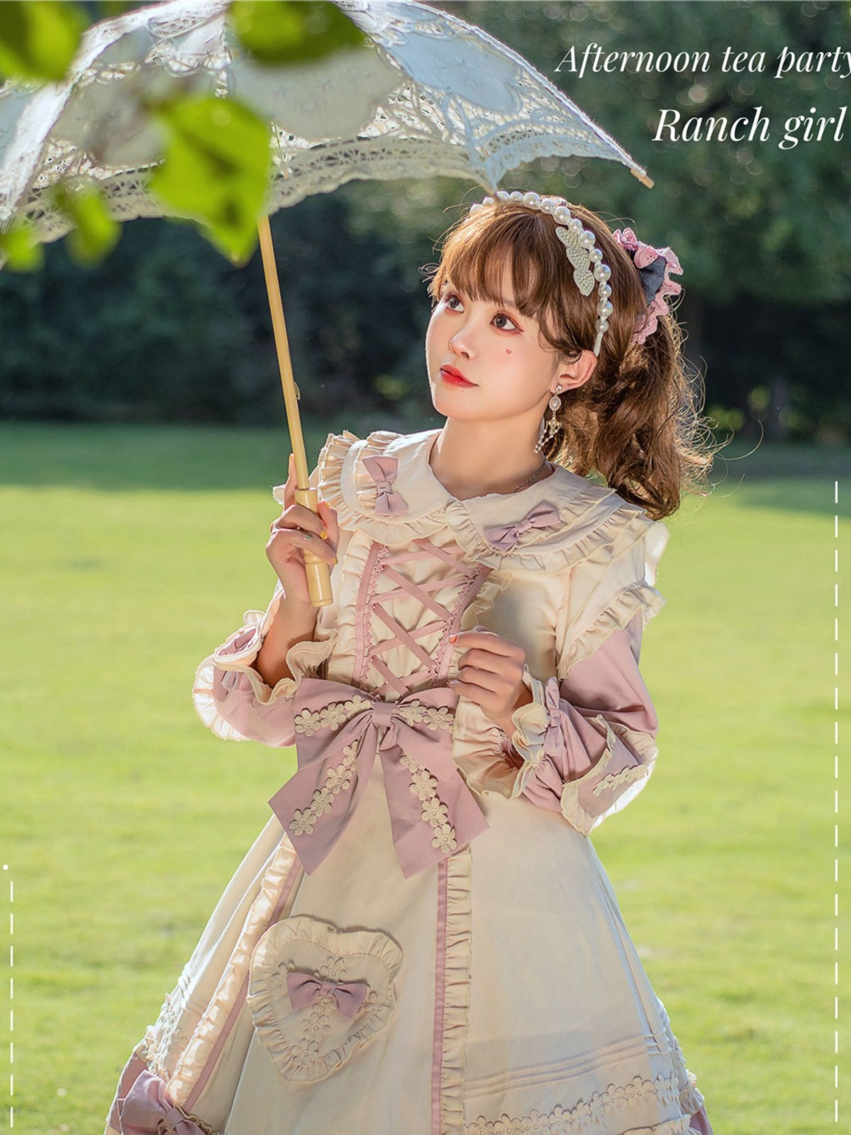 Plus Size Lolita Princess Dress - Cream & Pink Little Gardener OP