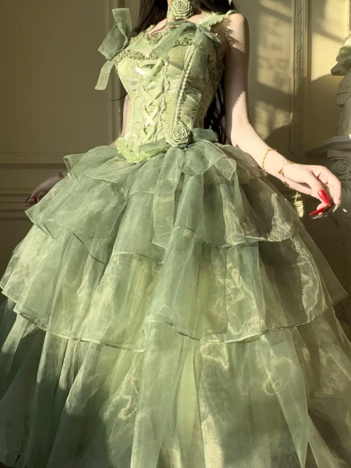 Green Lolita Princess Ball Gown - Birthday & Prom Dress Full Set