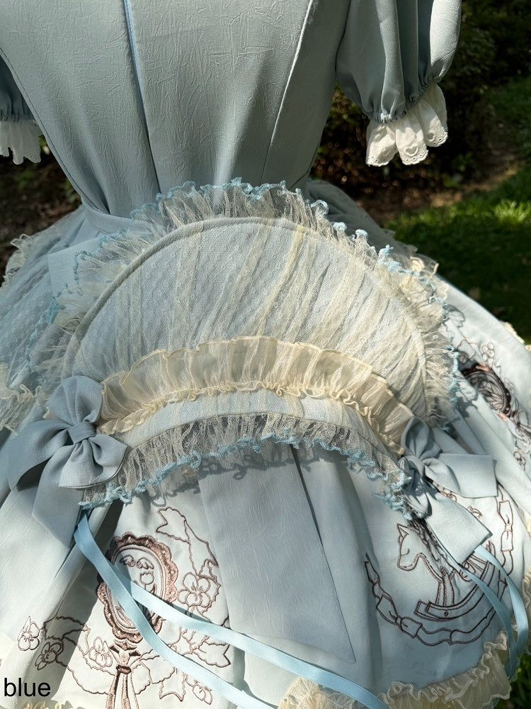 Two-Tone Bow Lolita Bonnet Featuring Ruffle Embellishments - Double sweet Lolita | CoyBunny