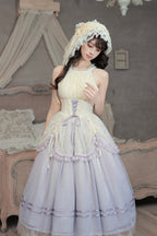 Purple Classic Gradient Lolita JSK Set with Cardigan and Hair Items - With PUJI | CoyBunny