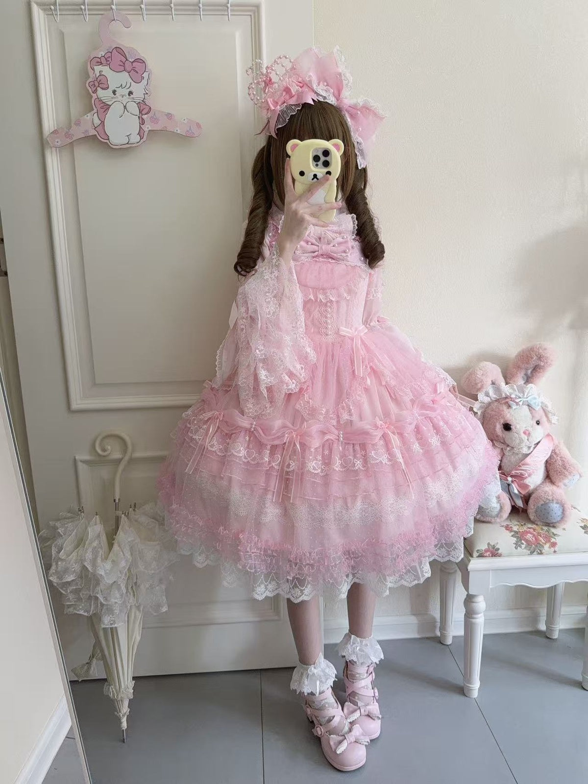 Pink Ballet Doll Lolita JSK Dress | Sweet Frill Princess Gown