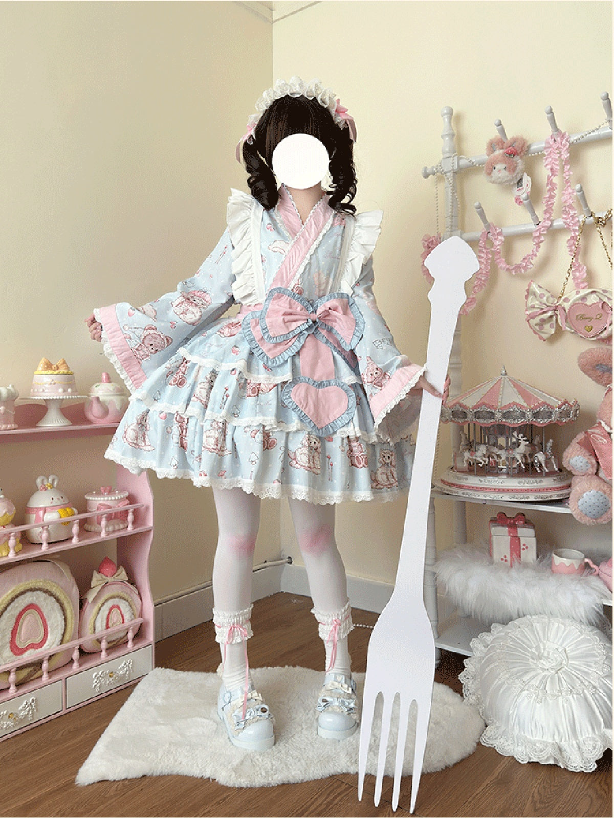Plus Size Pink & Blue Lolita Set - Sweet Kawaii Dress Outfit