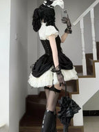 Gothic Black Rabbit Lolita JSK Dress & Blouse Set with Bowknot