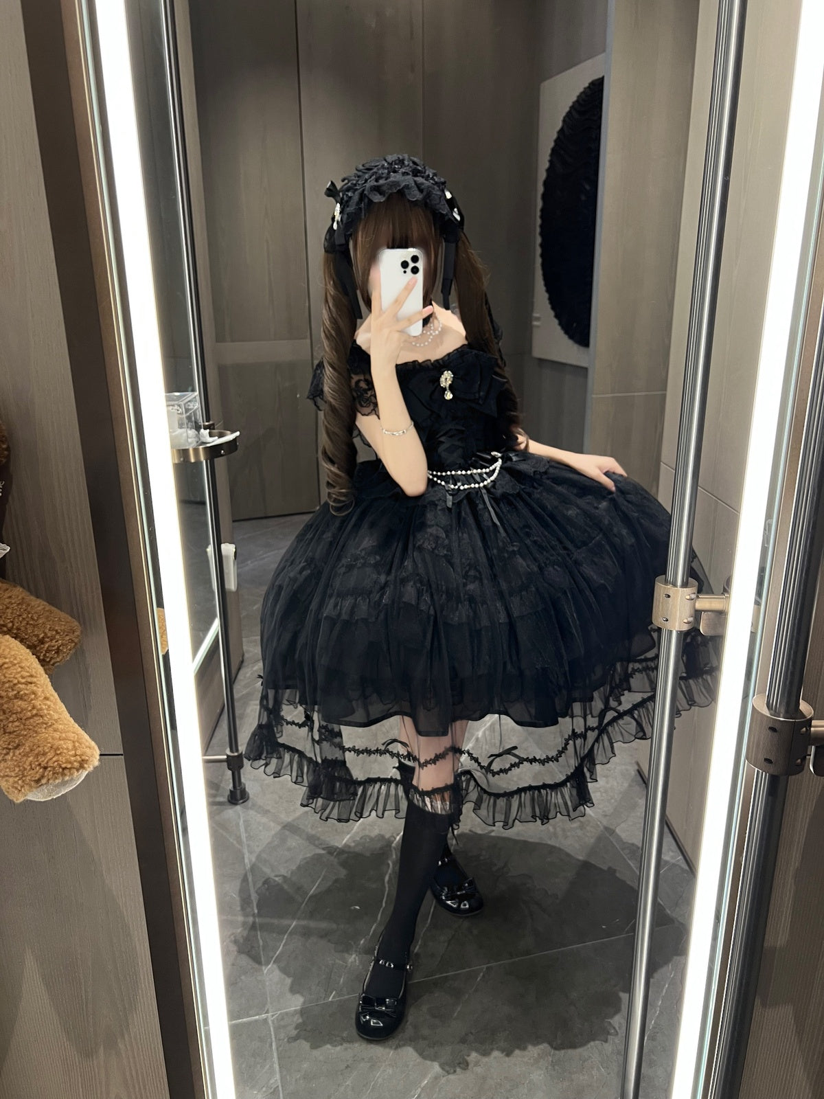 Black Gothic Lolita Wedding JSK Dress Set | Hime Princess Gown