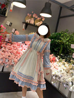 Plus Size Sweet Lolita OP Dress - Pink Blue & Beige Sweet Puff