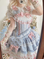 Sweet Ribbon Lolita Ballet JSK Dress - Blue & Pink Princess Gown