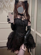 Gothic Cross Lolita Dress Full Set with Sleeves & Headpiece