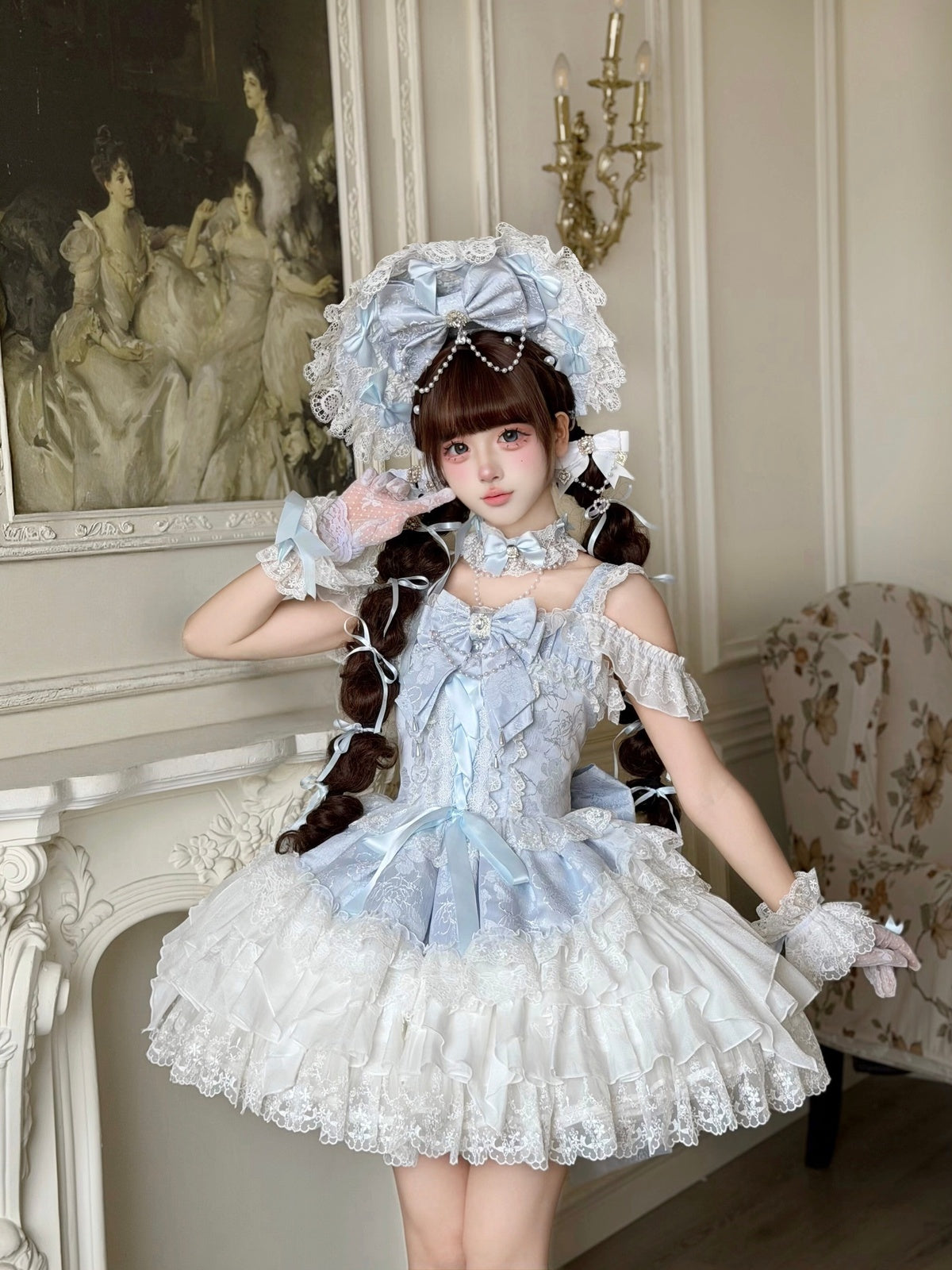 Blue Ballet Lolita JSK Dress with Back Bow | Suspender Gown