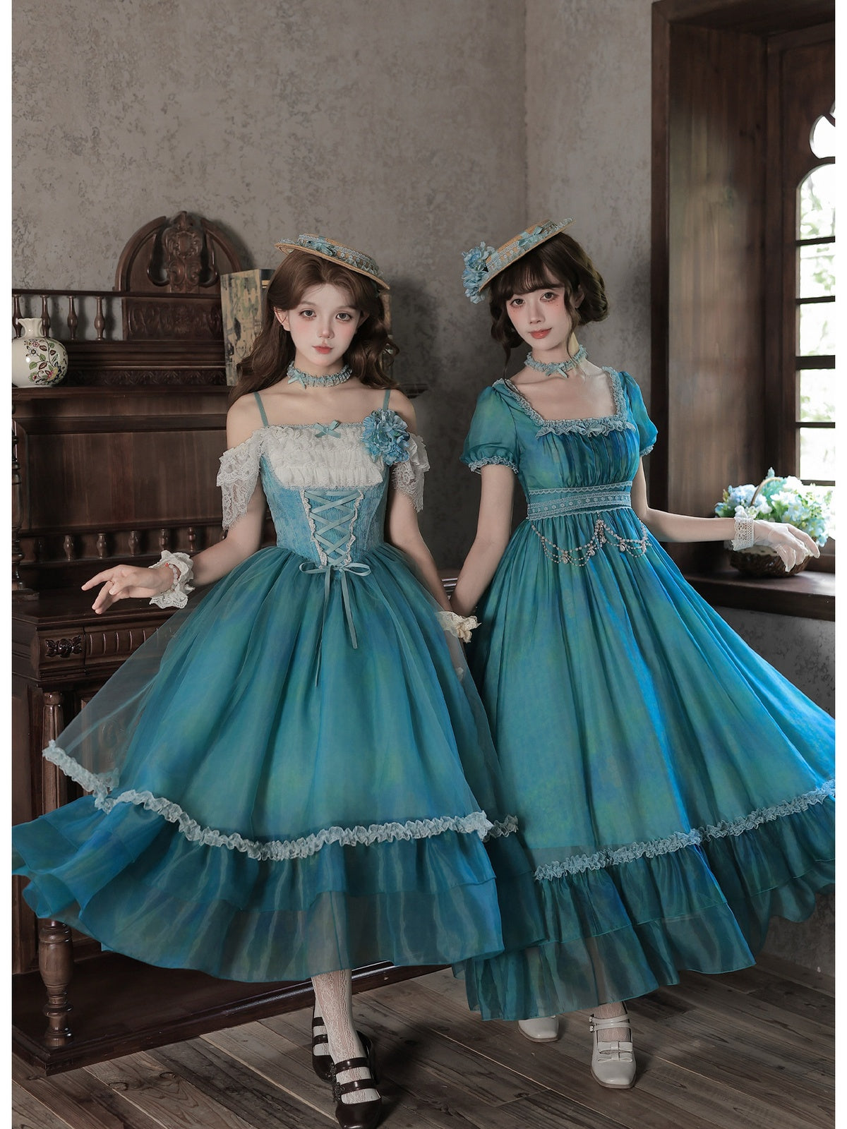 Empire Lolita Long OP Set with Belt, Chain & Choker